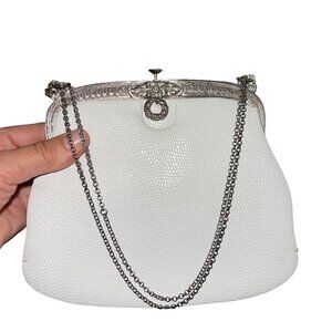 Art bag Creations New York Vintage Purse Matching Coin Purse White Reptile Skin